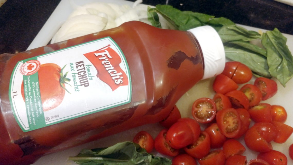 a bottle of ketchup